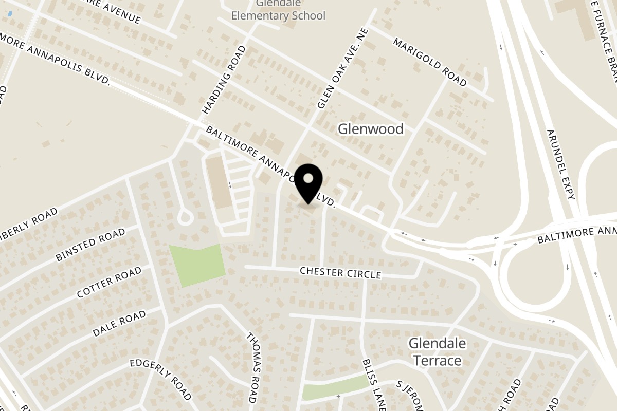Map showing the location of Toortugas Mexican Torteria on 7626 Baltimore Annapolis Blvd in Glen Burnie